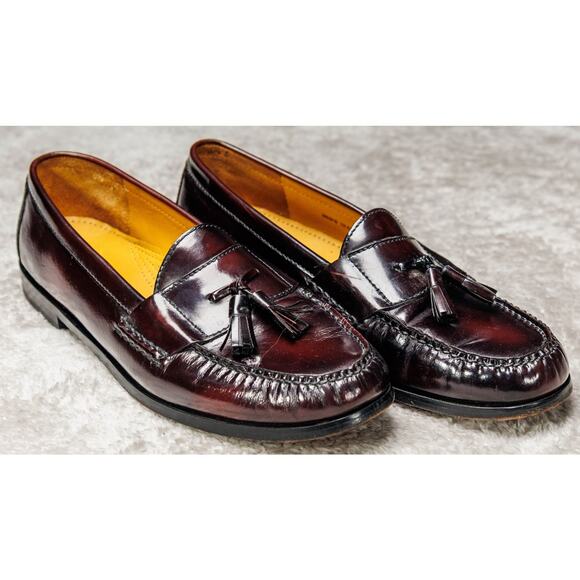 Cole Haan Burgundy Leather Tassel Loafers Slip On Shoes Mens Size 12 - Picture 1 of 16